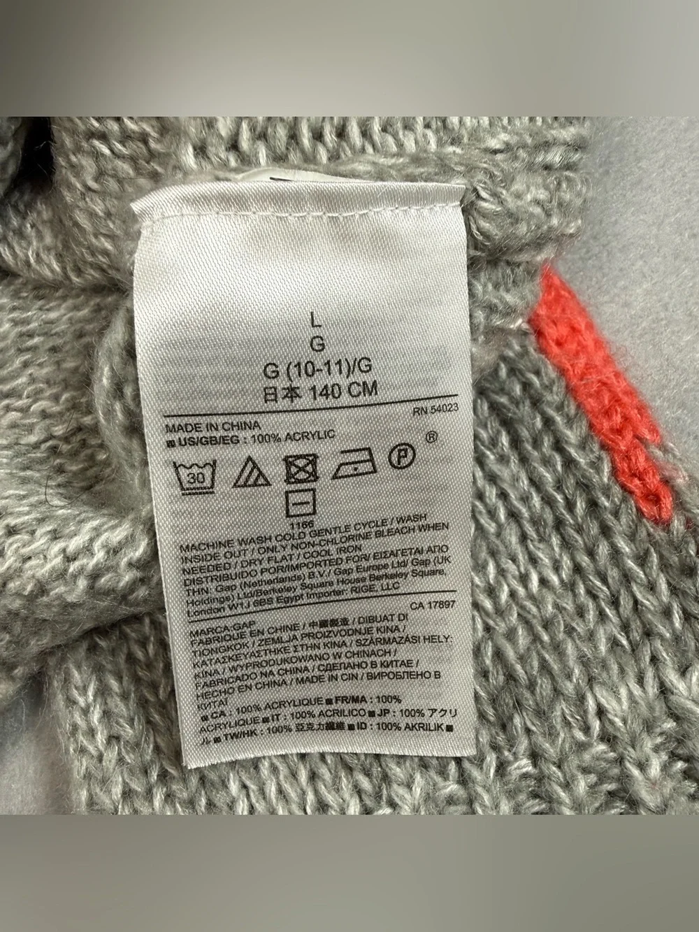 Gap kids girls Coral and Gray Geometric Knit Sweater dress size L (10)
